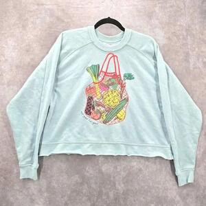 Grayson Threads Crop Blue Eat Good Feel Good Graphic Sweatshirt Extra Small‎ XS